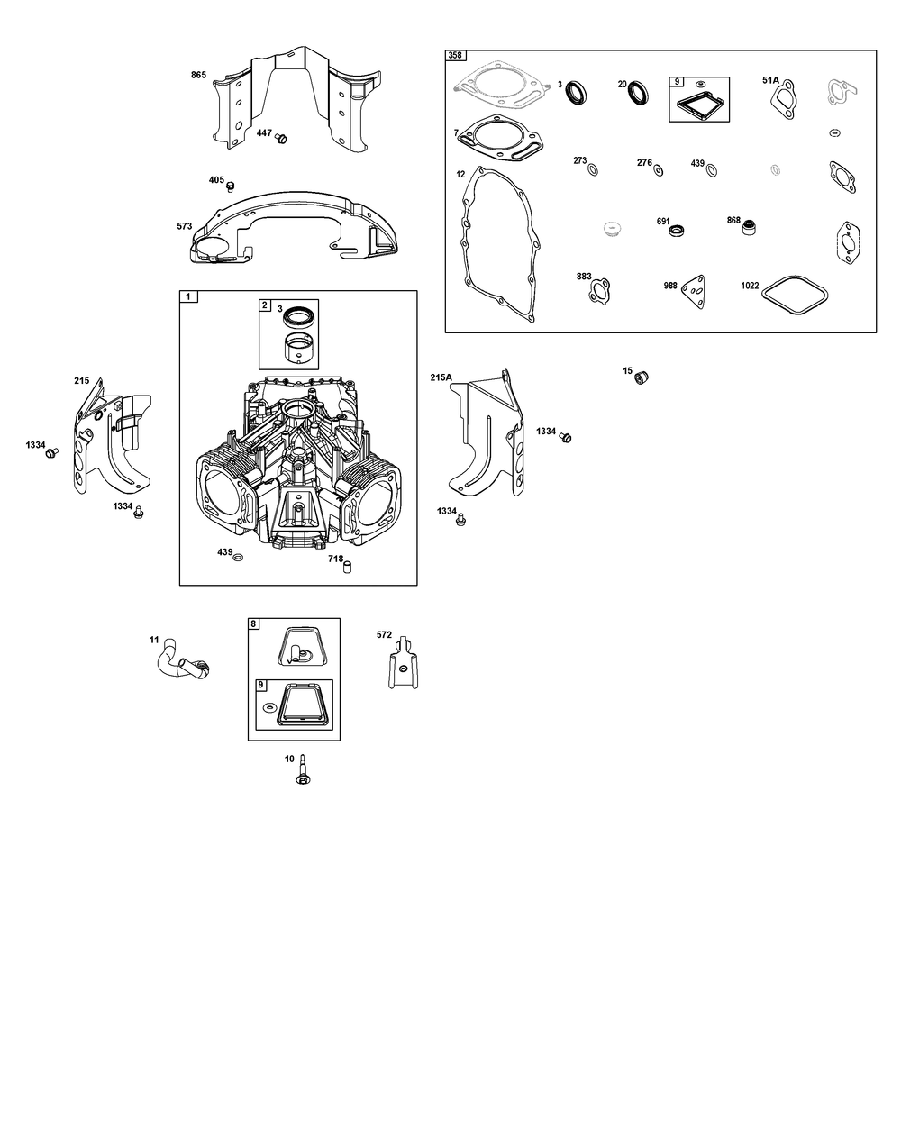 Cylinder Group Diagram and Parts List for 305777-0160-B5 200000 - 399999 Briggs and Stratton Engine
